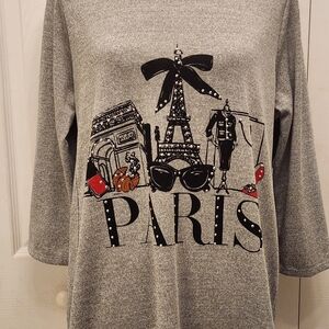 Gray Paris Graphic Tunic Sz XL